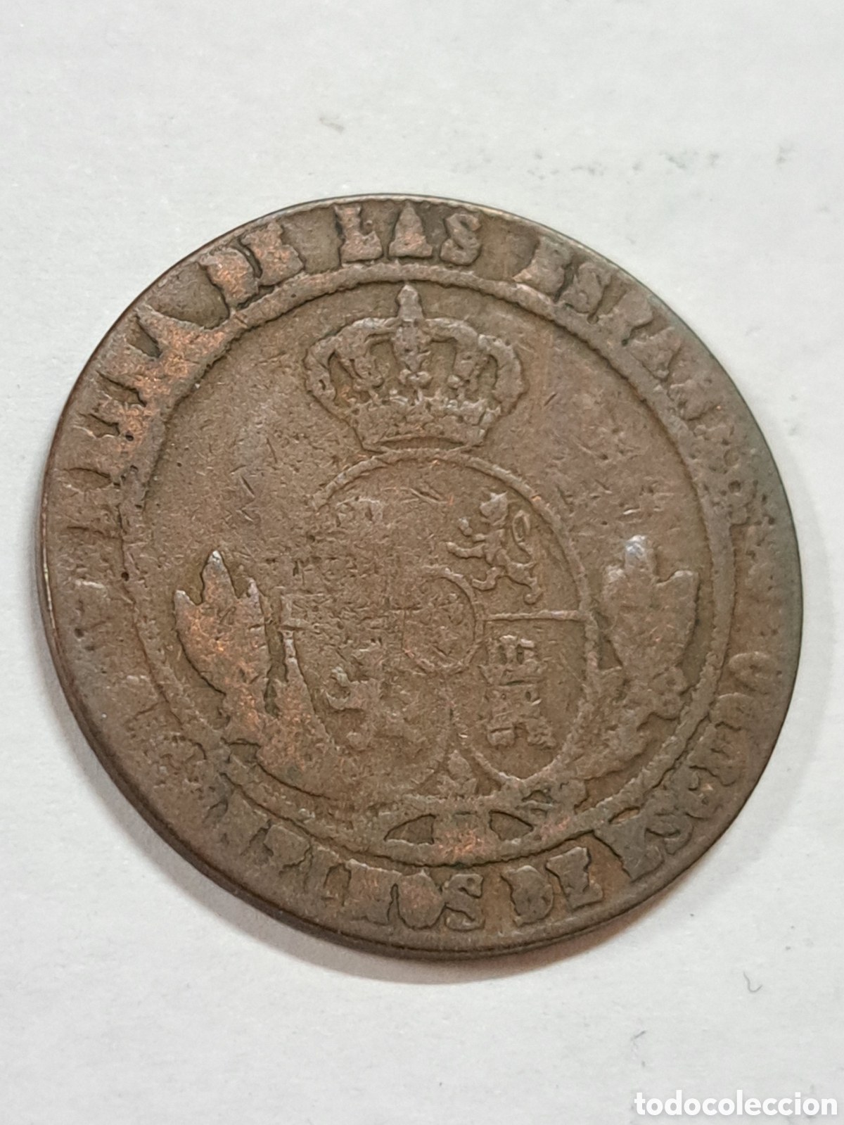 Monedas de Espa&ntilde;a: 5 c&eacute;ntimos de Isabel II a&ntilde;o 1868 Barcelona - Foto 2