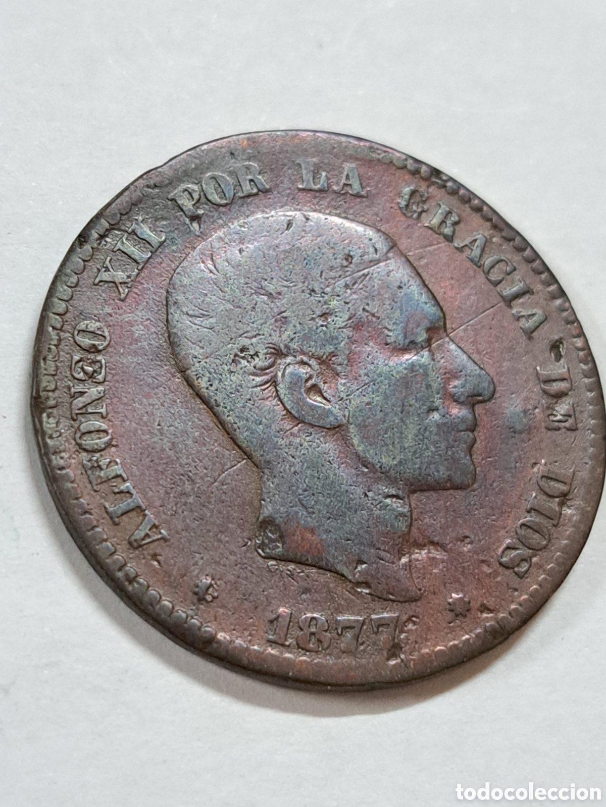 Monedas de Espa&ntilde;a: 10 c&eacute;ntimos de Alfonso XIII a&ntilde;o 1877 - Foto 1
