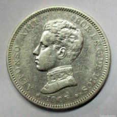 Monedas de España: ALFONSO XIII, 1905. 2 PESETAS DE PLATA 1905 * 19 - 05. CECA DE MADRID-S.M.V. LOTE 4701