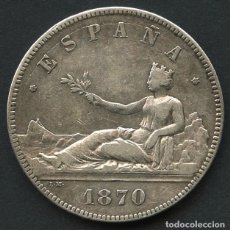 Monedas de España: ESPAÑA, MONEDA DE PLATA, GOBIERNO PROVISIONAL, VALOR: 5 PESETAS, 1870, (E: 18 - 70), S.N. M.
