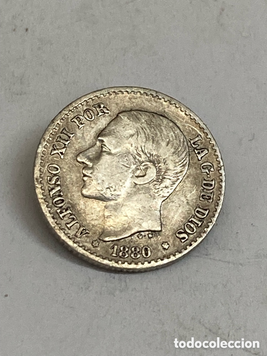 Monedas de Espa&ntilde;a: Moneda de plata 50 Cents 1880 - Foto 2