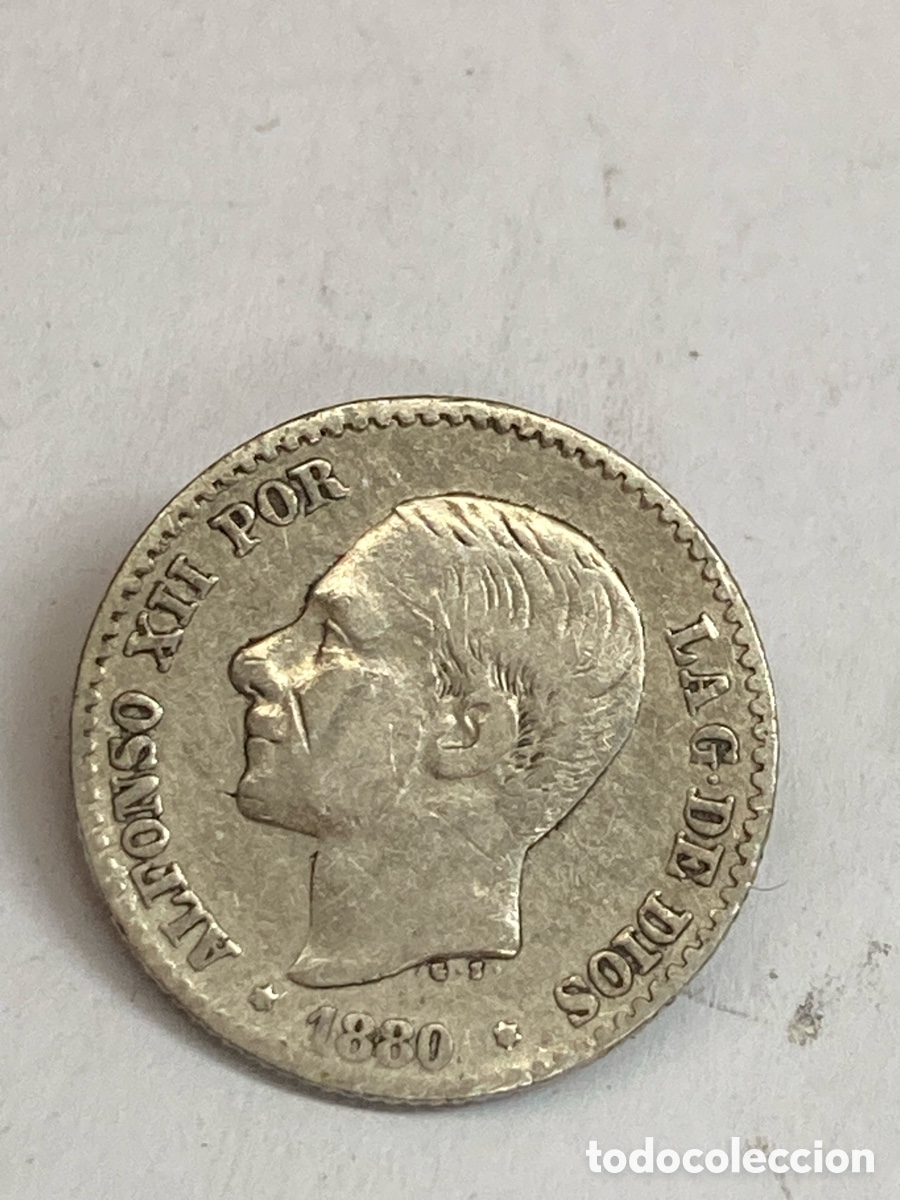 Monedas de Espa&ntilde;a: Moneda de plata 50 c&eacute;ntimos 1880 L57 - Foto 2
