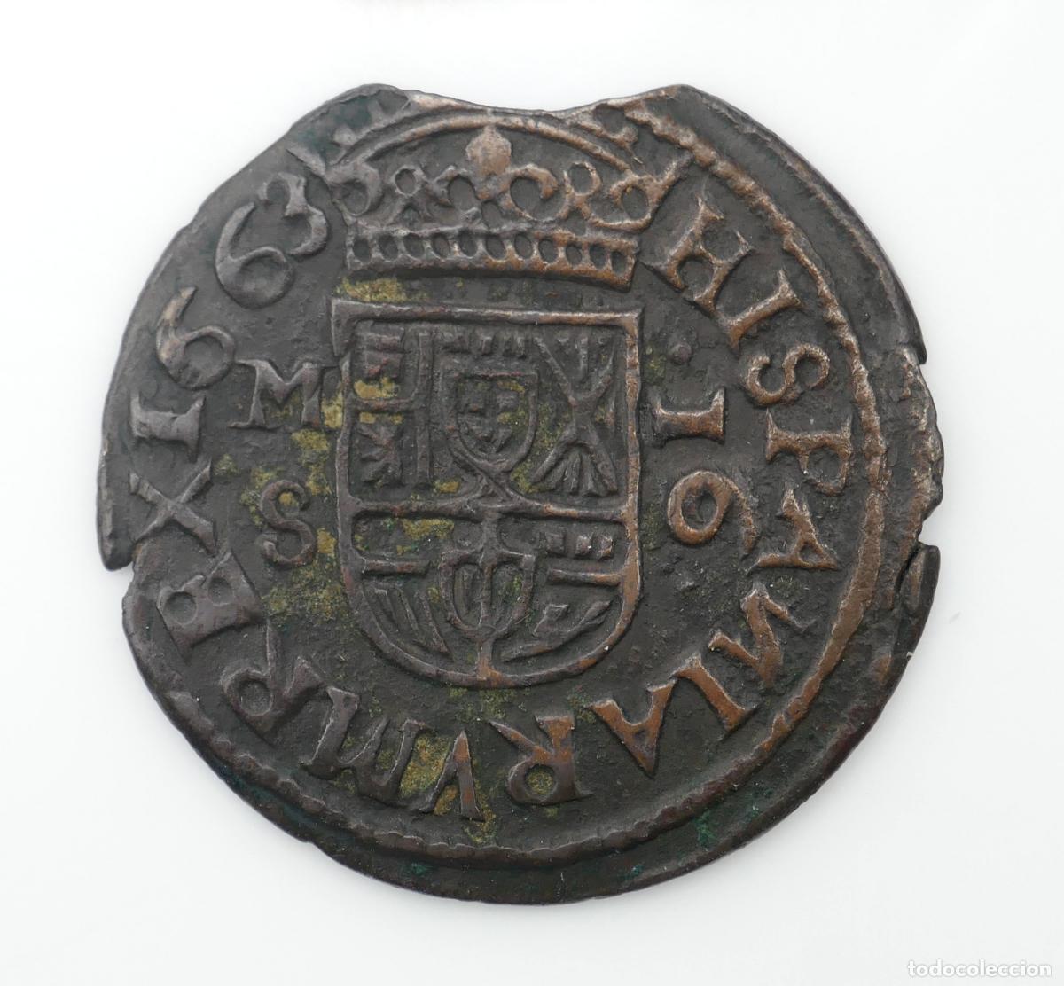 Monedas de Espa&ntilde;a: FELIPE IIII. MONEDA DE 16 MARAVED&Iacute;S CECA: MADRID. A&Ntilde;O 1663 - Foto 2