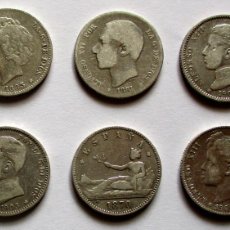 Monedas de España: CONJUNTO DE 6 MONEDAS DE PLATA DEL GOBIERNO PROVISIONAL, ALFONSO XII Y ALFONSO XIII. LOTE 4711