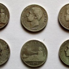 Monedas de España: CONJUNTO DE 6 MONEDAS DE PLATA DEL GOBIERNO PROVISIONAL, ALFONSO XII Y ALFONSO XIII. LOTE 4712