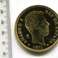 Monedas de España: REPLICA 100 PESETAS PLATA AMADEO I 1871 44 GRAMOS DE 925 MILESIMAS CON BAÑO DE ORO