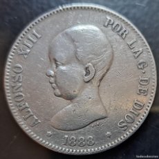 Monedas de España: 5 PESETAS DE PLATA AÑO 1888, ALFONSO XIII, MP M ESTRELLA FLOJA 18 - 88