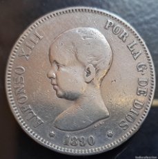 Monedas de España: 5 PESETAS DE PLATA AÑO 1890, ALFONSO XIII, PG M