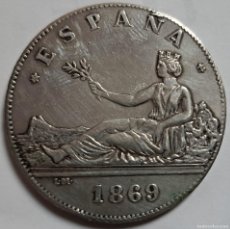 Monedas de España: 5 PESETAS DE PLATA AÑO 1869, II REPÚBLICA, REPRODUCCIÓN