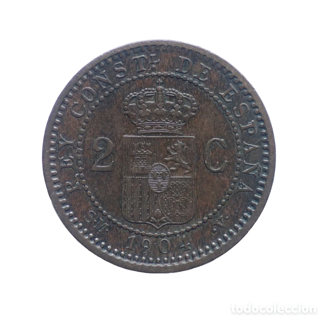 Monedas de Espa&ntilde;a: 2 C&Eacute;NTIMOS 1904 ALFONSO XIII. SIN CIRCULAR - Foto 1