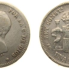 Monedas de España: SPAIN KINGDOM 1891 *??-91 PGM 1 PESETA - ALFONSO XIII (1ST PORTRAIT) SILVER (.835) MADRID MINT (494