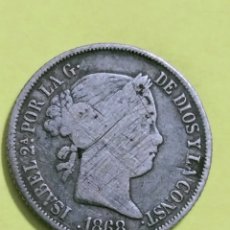 Monedas de España: 1868 ISABEL II 40 C/ESCUDO PLATA CIRCULADA
