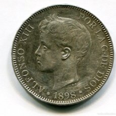 Monedas de España: 5 PESETAS PLATA ALFONSO XIII SG V 1898 * 18 , 98
