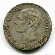 Monedas de España: 5 PESETAS PLATA ALFONSO XII 1878 DE M * 18 , 78 EL 1 ^18 Y EL 8 ^78 MUY FLOJOS
