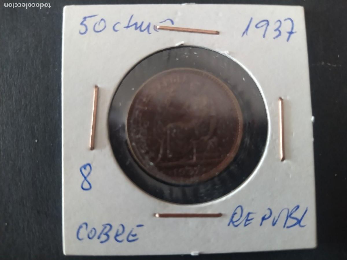 Monedas de Espa&ntilde;a: 50 CENTIMOS 1937. REP&Uacute;BLICA - Foto 1
