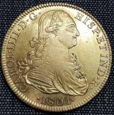 Monedas de España: MÉXICO CARLOS IV AÑO 1801 FT. BONITA MONEDA DE 8 ESCUDOS ORO. PESO 27,00 GR.