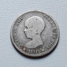 Monedas de España: ALFONSO XIII 1 PESETA PLATA 1891 *(XX-XX) PGM BC+ ESCASA