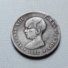 Monedas de España: ALFONSO XIII 2 PESETAS PLATA 1892 *(XX-92) PGM BC+ ESCASA