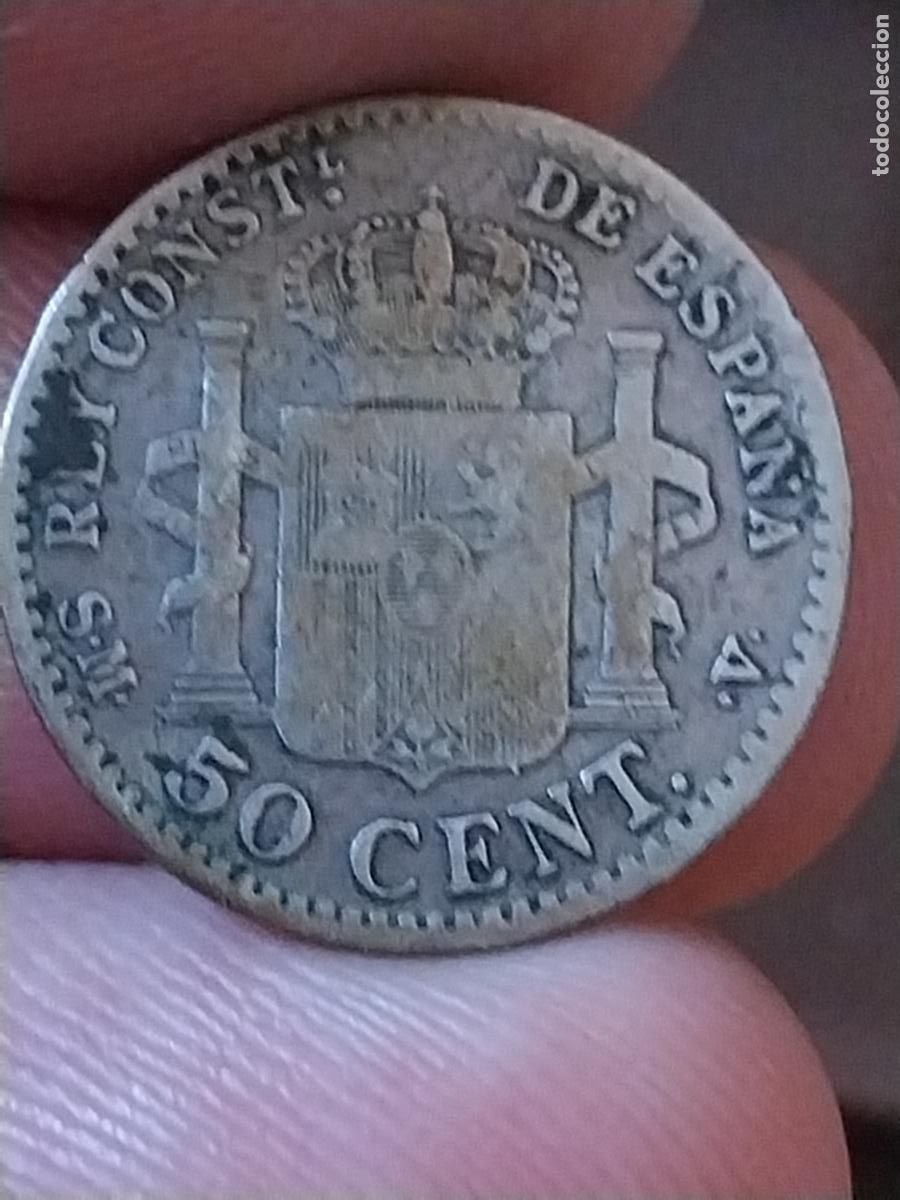 Monedas de Espa&ntilde;a: ALFONSO XIII 1904 50 C&Eacute;NTIMOS PLATA - Foto 2