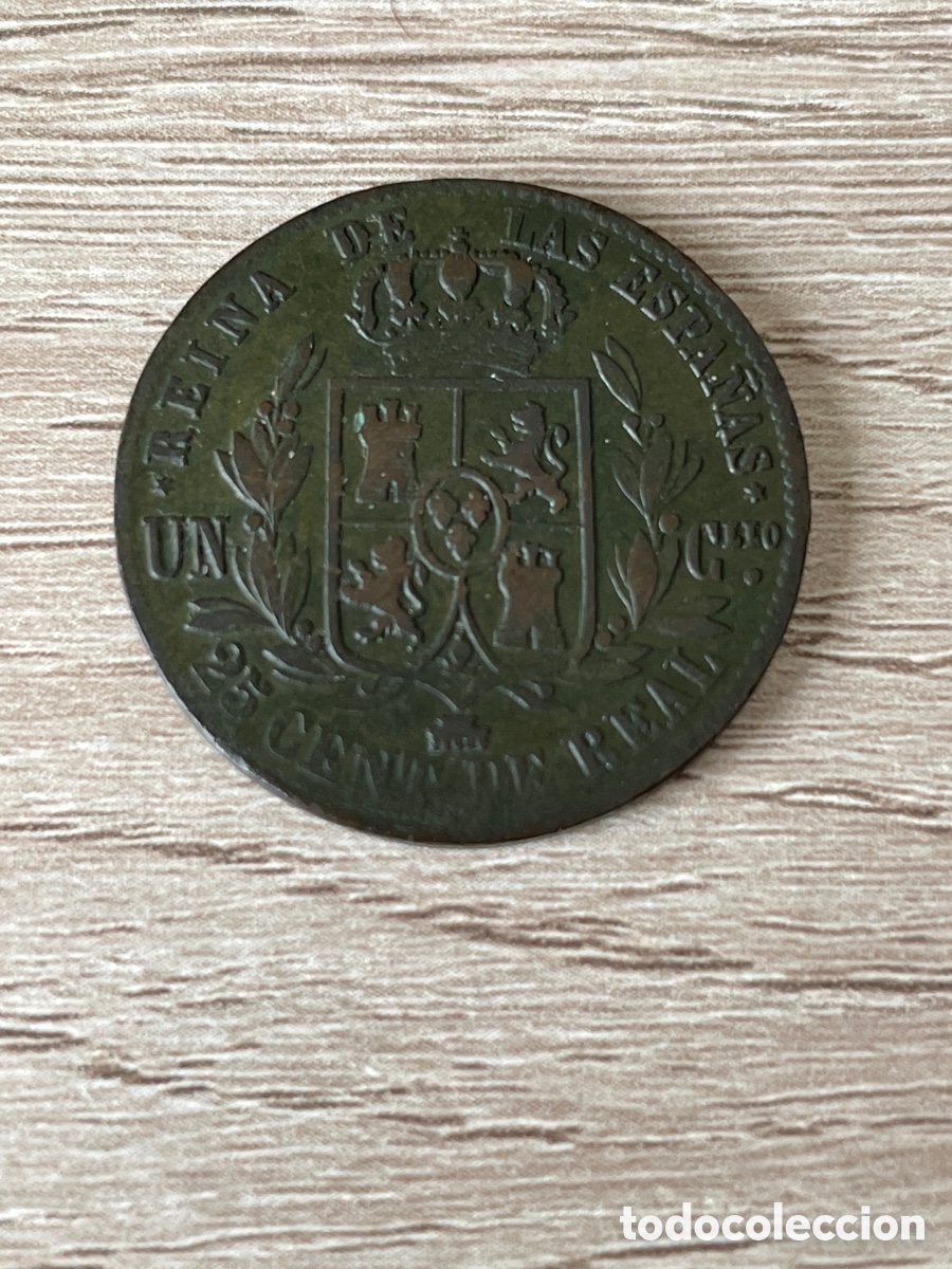 Monedas de Espa&ntilde;a: 25 centimos de real de 1855 segovia - Foto 1