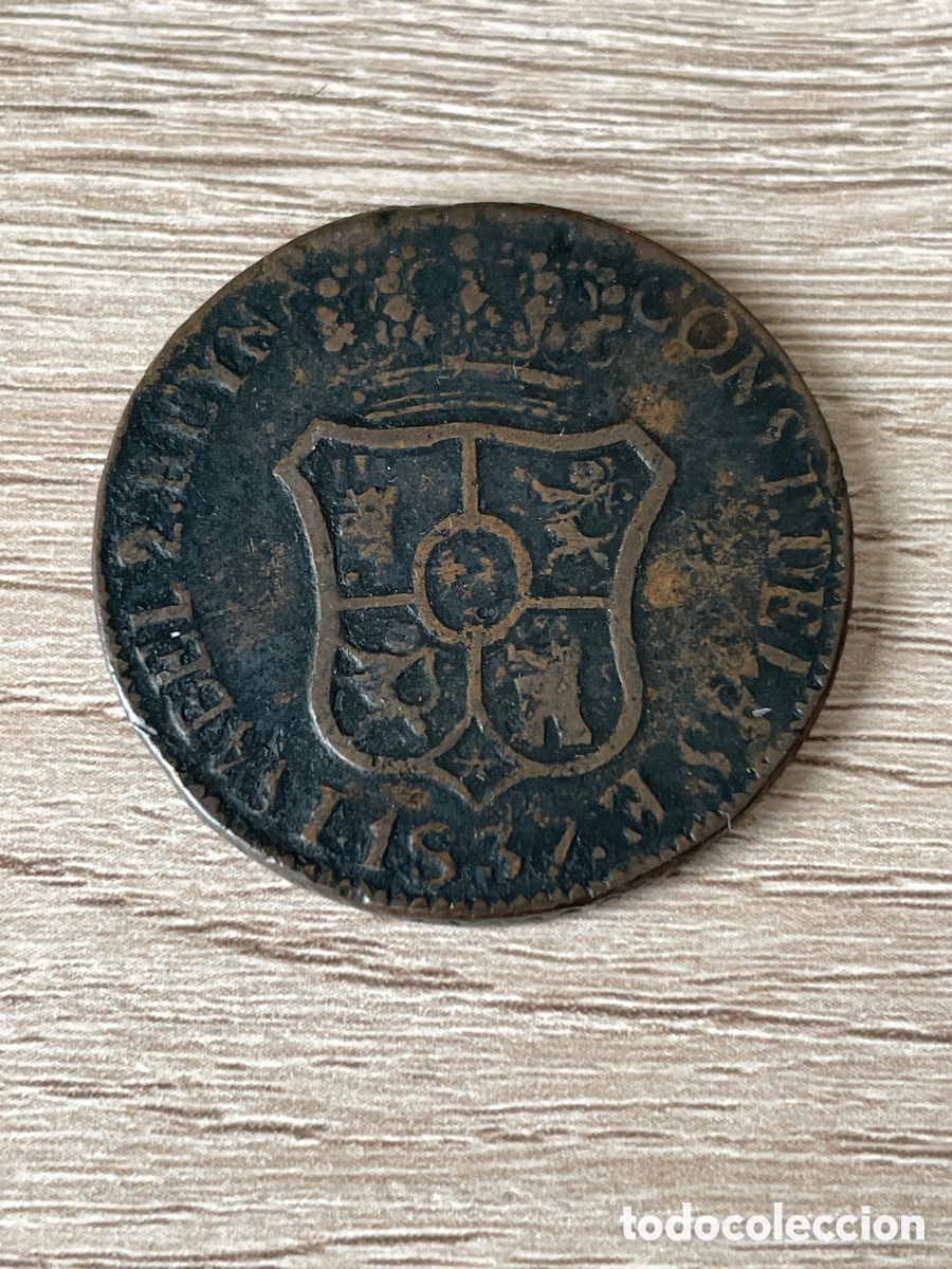 Monedas de Espa&ntilde;a: 6 cuartos 1837 barcelona - Foto 2