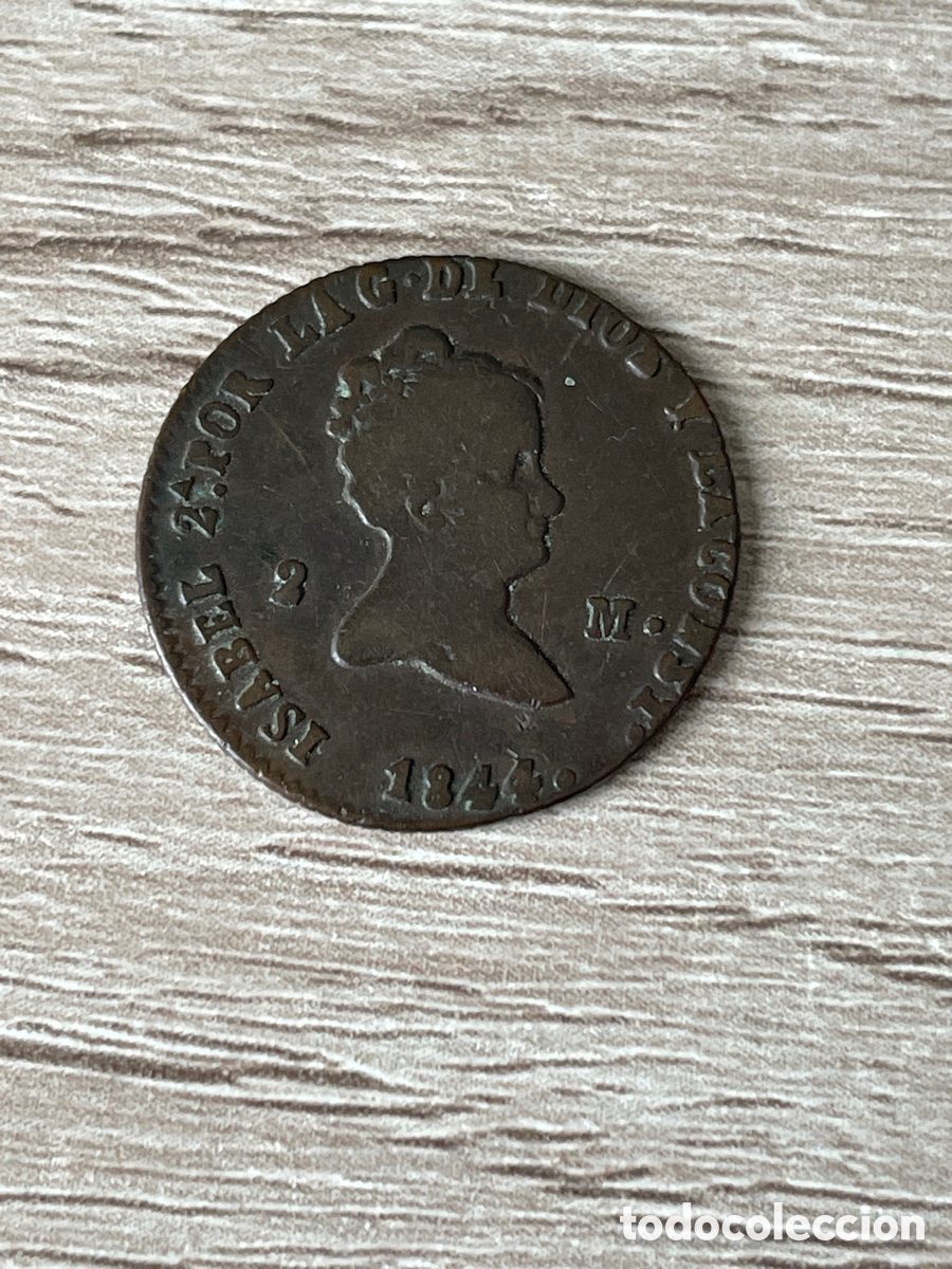 Monedas de Espa&ntilde;a: 2 maravedies de 1844 segovia - Foto 2
