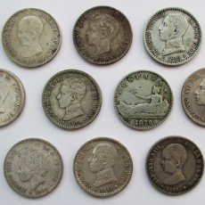 Monedas de España: 10 MONEDAS DE 50 CENTIMOS DE PLATA DEL GOBIERNO PROVISIONAL, ALFONSO XII Y ALFONSO XIII. LOTE 4715
