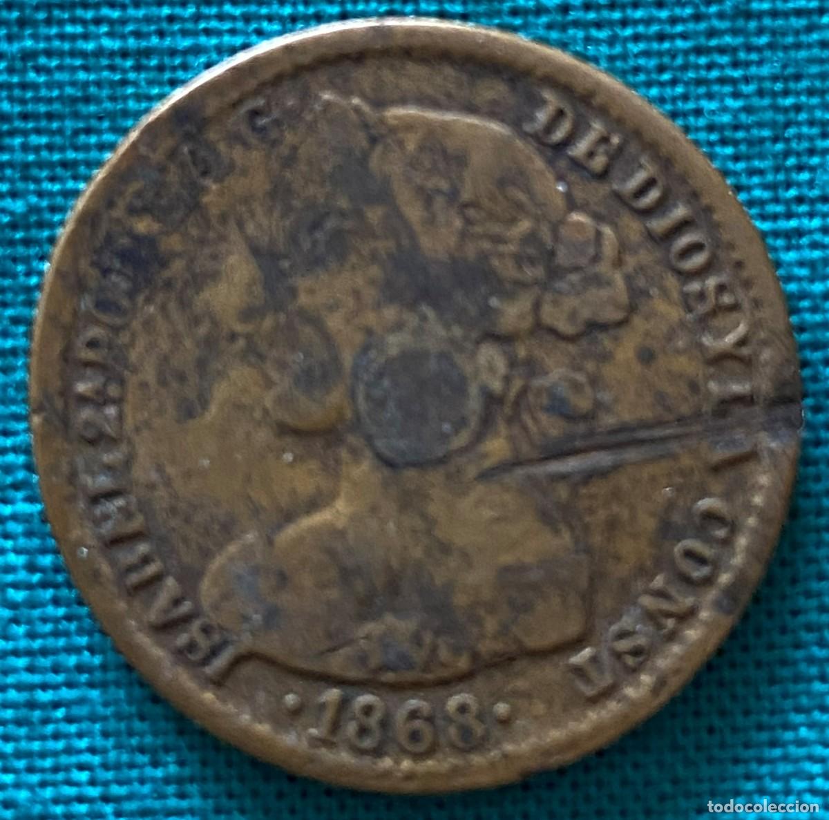 Coins of Spain: MN314, ESPAÑA, MONEDAS, ISABEL II, 1868, 10 ESCUDOS, PESO 3,9 GRAMOS. POSIBLEMENTE FALSA DE EPOCA. V