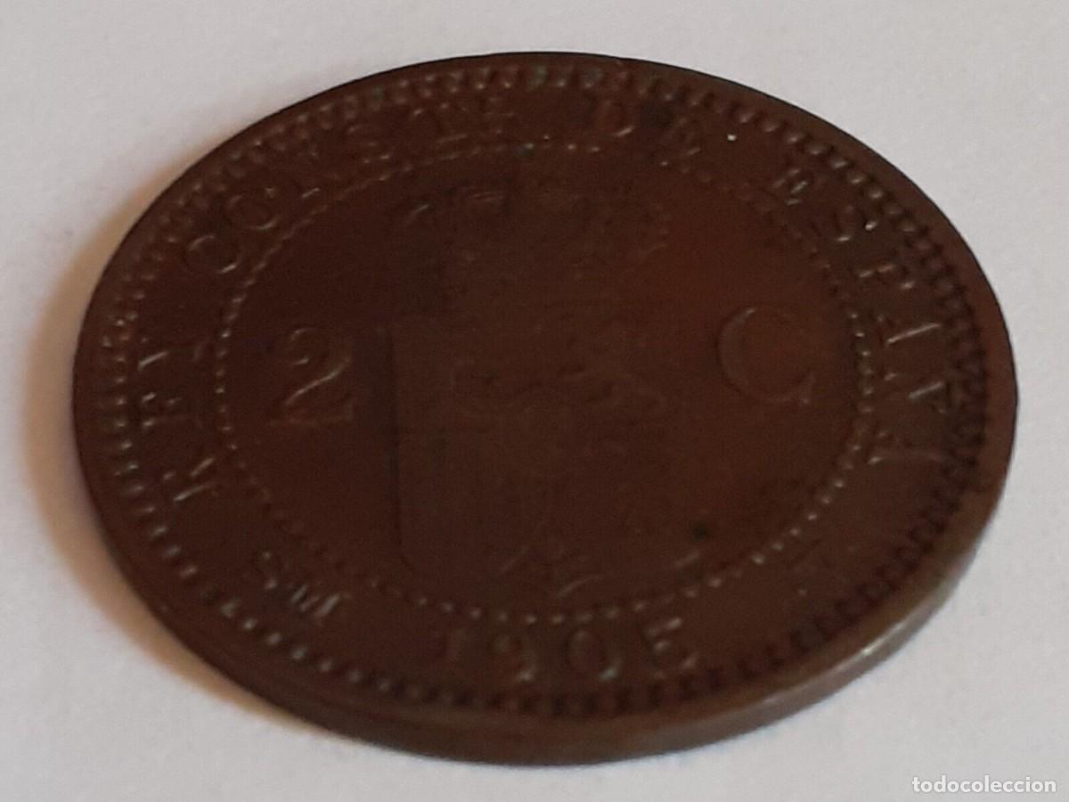 Monedas de Espa&ntilde;a: ESPA&Ntilde;A ALFONSO XIII 2 CENTIMOS 1905 - Foto 2