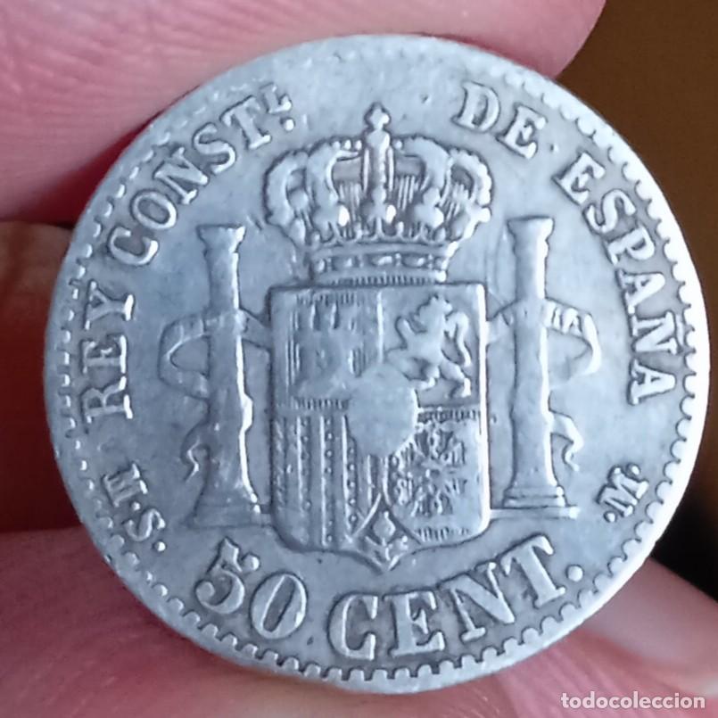 Monedas de Espa&ntilde;a: Alfonso XII 50 c&eacute;ntimos 1880 MBC - Foto 2