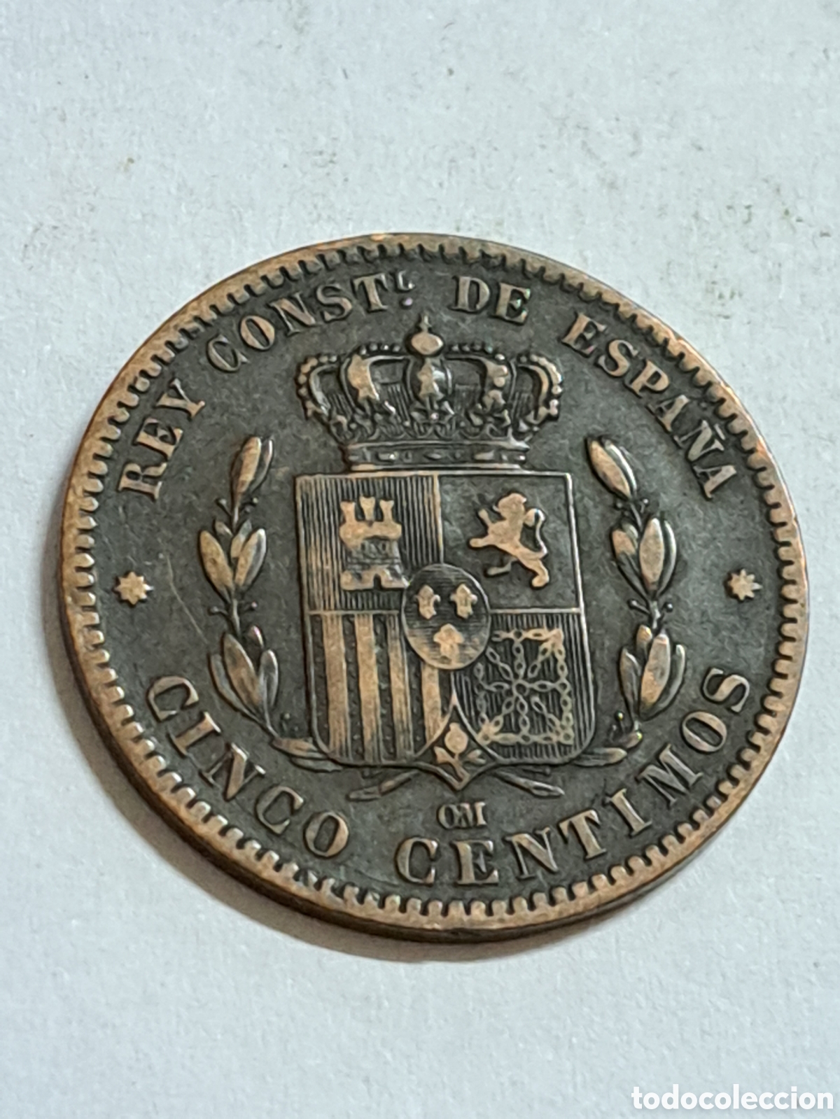 Monedas de Espa&ntilde;a: 5 c&eacute;ntimos de Alfonso XII a&ntilde;o 1879 - Foto 2