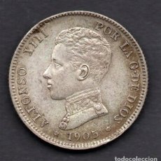 Monedas de España: ALFONSO XIII - 2 PESETAS 1905 FALSA DE EPOCA - METAL PLATEADO - MUY INTERESANTE