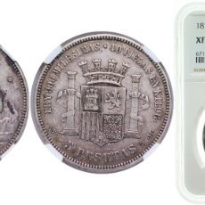 Monedas de España: SPAIN PROVISIONAL GOVERNMENT 1870 *18-70 SNM 5 PESETAS SILVER (.900) MADRID MINT (5923455) 25G NGC