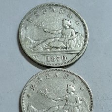 Monedas de España: 2 MONEDAS DE PLATA DE 2 PESETAS GOBIERNO PROVISIONAL AÑOS 1869 Y 1870 ESTRELLAS VISIBLES