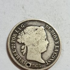 Monedas de España: 20 CENTAVOS DE PESO ISABEL II AÑO 1868 FILIPINAS AGUJERO