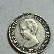 Monedas de España: 50 CÉNTIMOS DE PLATA REINADO DE ALFONSO XIII AÑO 1892 ESTRELLAS PERFECTAS AGUJERO TAPADO