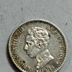 Monedas de España: 50 CÉNTIMOS DE PLATA REINADO ALFONSO XIII AÑO 1904 VARIANTE ESTRELLAS 1*0* BRILLO ORIGINAL