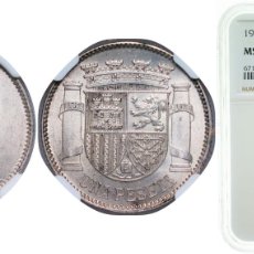 Monedas de España: SPAIN SECOND REPUBLIC 1933 *3-4 1 PESETA SILVER (.835) MADRID MINT (2000000) 5G NGC MS 64 KM 750 CA