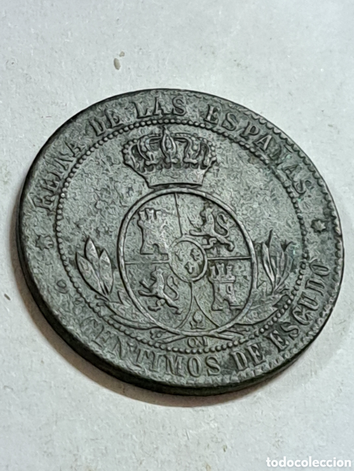 Monedas de Espa&ntilde;a: Medio c&eacute;ntimo de escudo Isabel II a&ntilde;o 1868 - Foto 2
