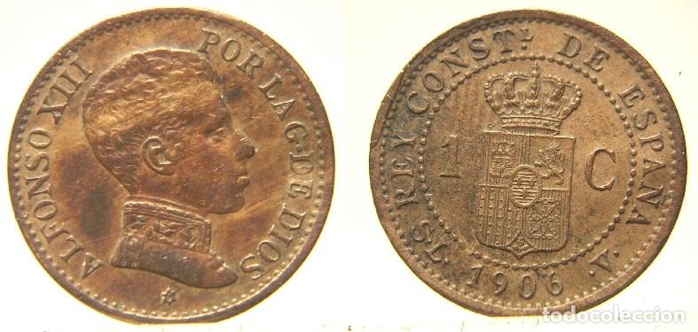 Monedas de Espa&ntilde;a: MONEDA DE ALFONSO XIII 1 CENTIMO DE 1906 * 6 SLV - Foto 1