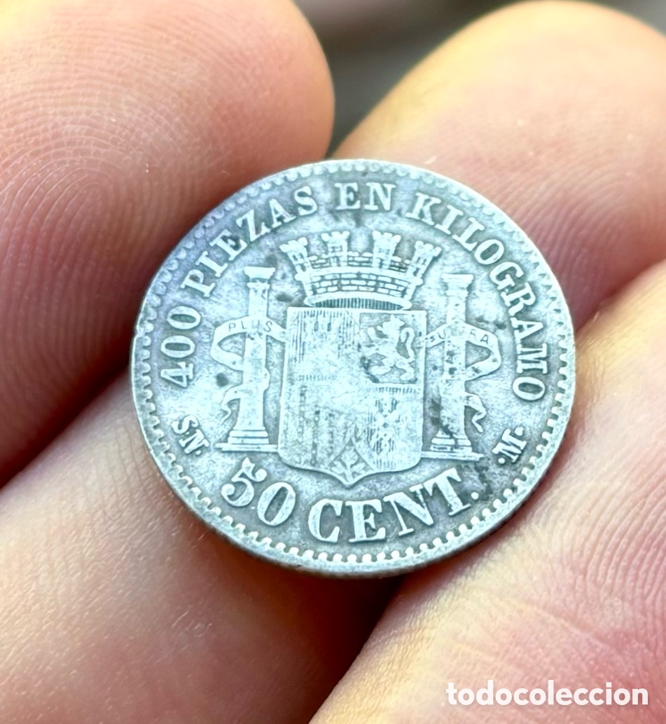 Monedas de Espa&ntilde;a: Moneda PLATA 50 Centimos 1869 *(X-9) Espa&ntilde;a - Foto 2