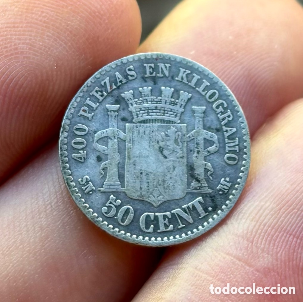Monedas de Espa&ntilde;a: Moneda PLATA 50 Centimos 1869 *(X-9) Espa&ntilde;a - Foto 4