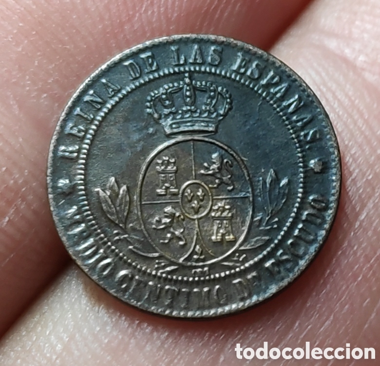 Monedas de Espa&ntilde;a: MONEDA ISABEL II . MEDIO CENTIMO DE ESCUDO . 1868 . BARCELONA. - Foto 2