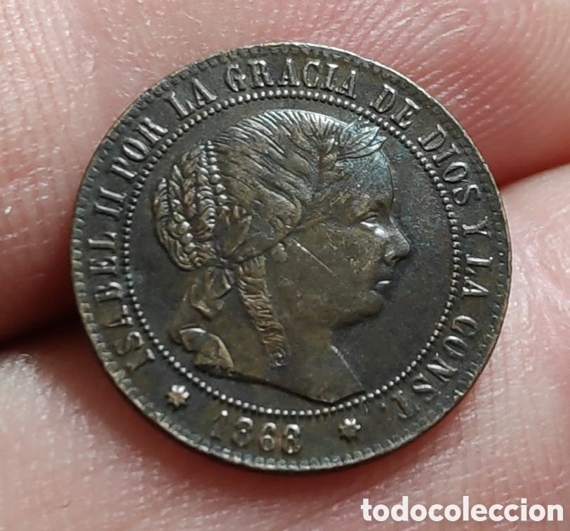 Monedas de Espa&ntilde;a: MONEDA ISABEL II . MEDIO CENTIMO DE ESCUDO . 1868 . BARCELONA. - Foto 1