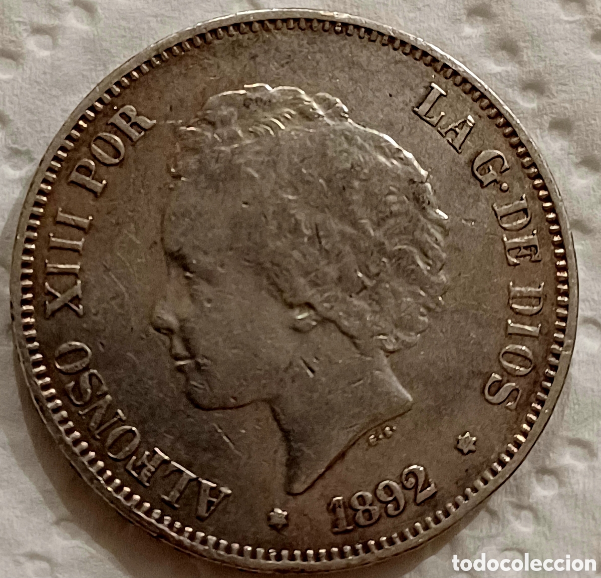 Monedas de Espa&ntilde;a: Moneda de plata 1892 de cinco pesetas - Foto 1