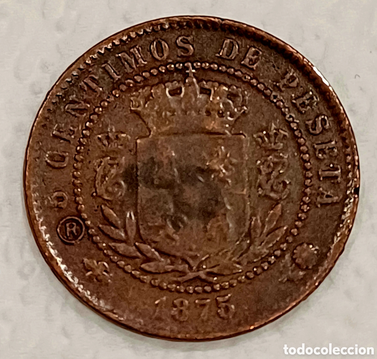 Monedas de Espa&ntilde;a: Moneda de cobre 2875, de Carlos VII, 5 centimos - Foto 2