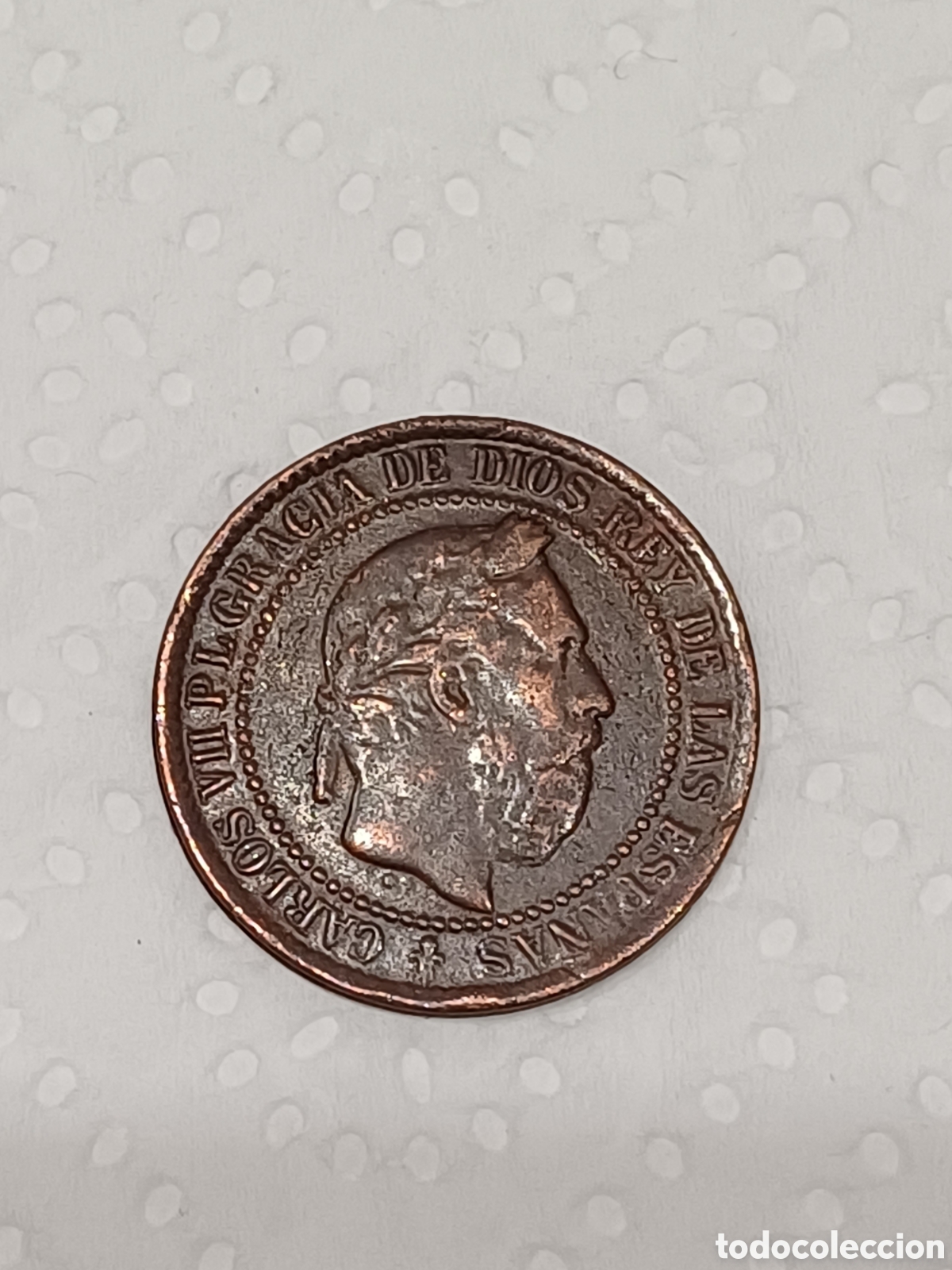 Monedas de Espa&ntilde;a: Moneda de cobre 2875, de Carlos VII, 5 centimos - Foto 3