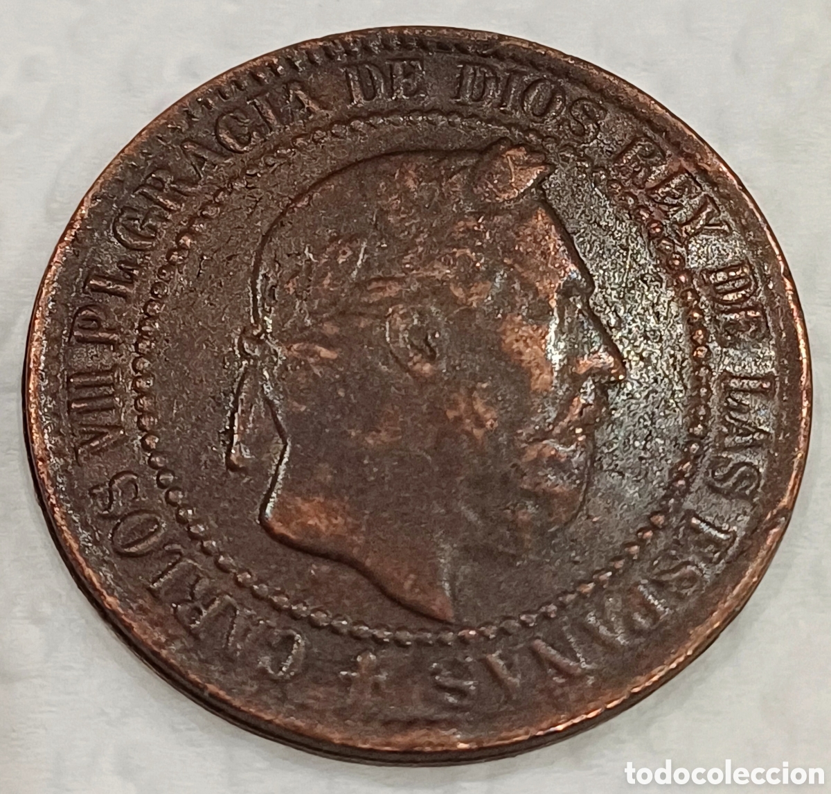Monedas de Espa&ntilde;a: Moneda de cobre 2875, de Carlos VII, 5 centimos - Foto 1