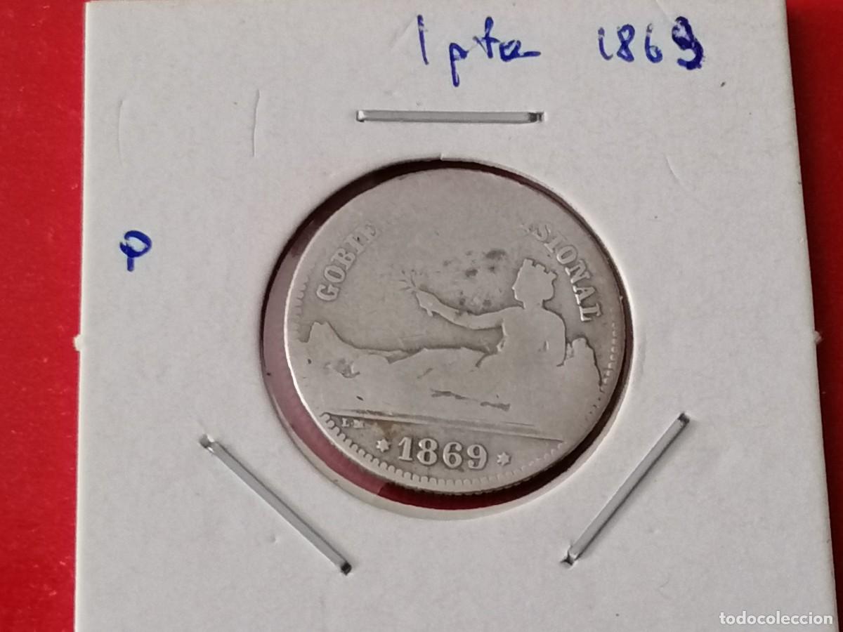 Monedas de Espa&ntilde;a: Plata, moneda 1 peseta, 1869, Espa&ntilde;a, 5 gr, BC - Foto 1