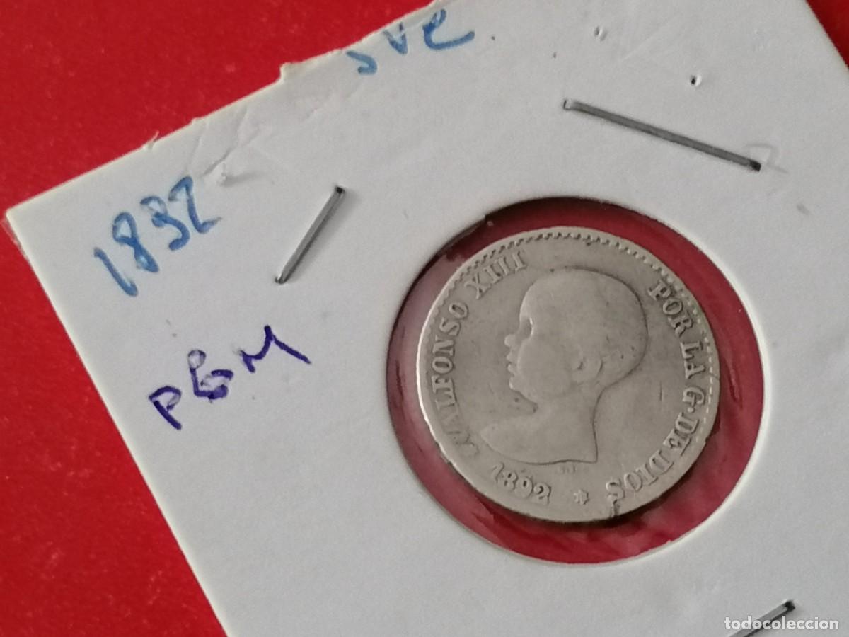Monedas de Espa&ntilde;a: Plata, moneda 50 ct, 1892, PGM, Espa&ntilde;a, 2,5 gr, BC+ - Foto 1